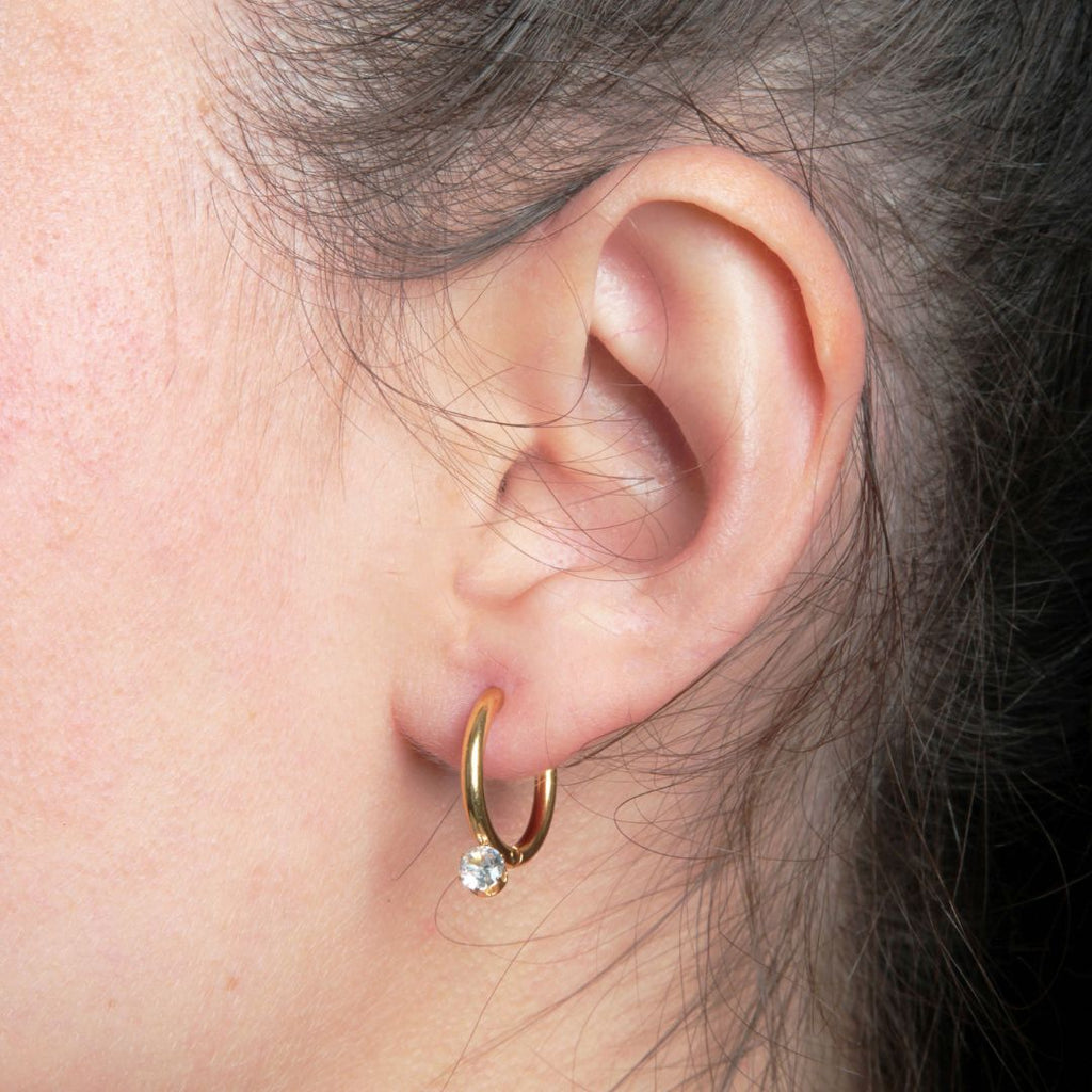 gold crystal hoop earrings