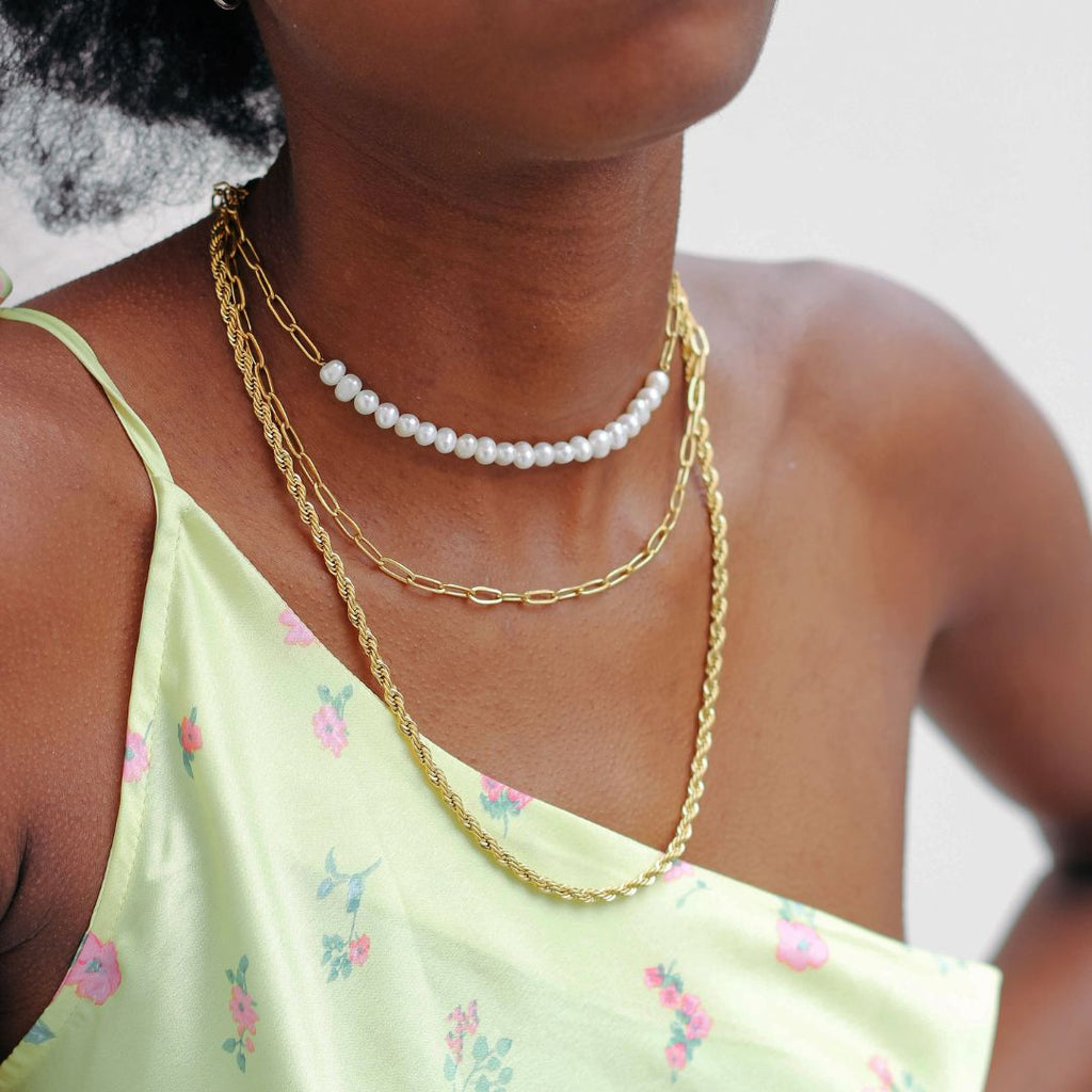 FRESHWATER PEARL-CHAIN NECKLACE - Olette Jewellery