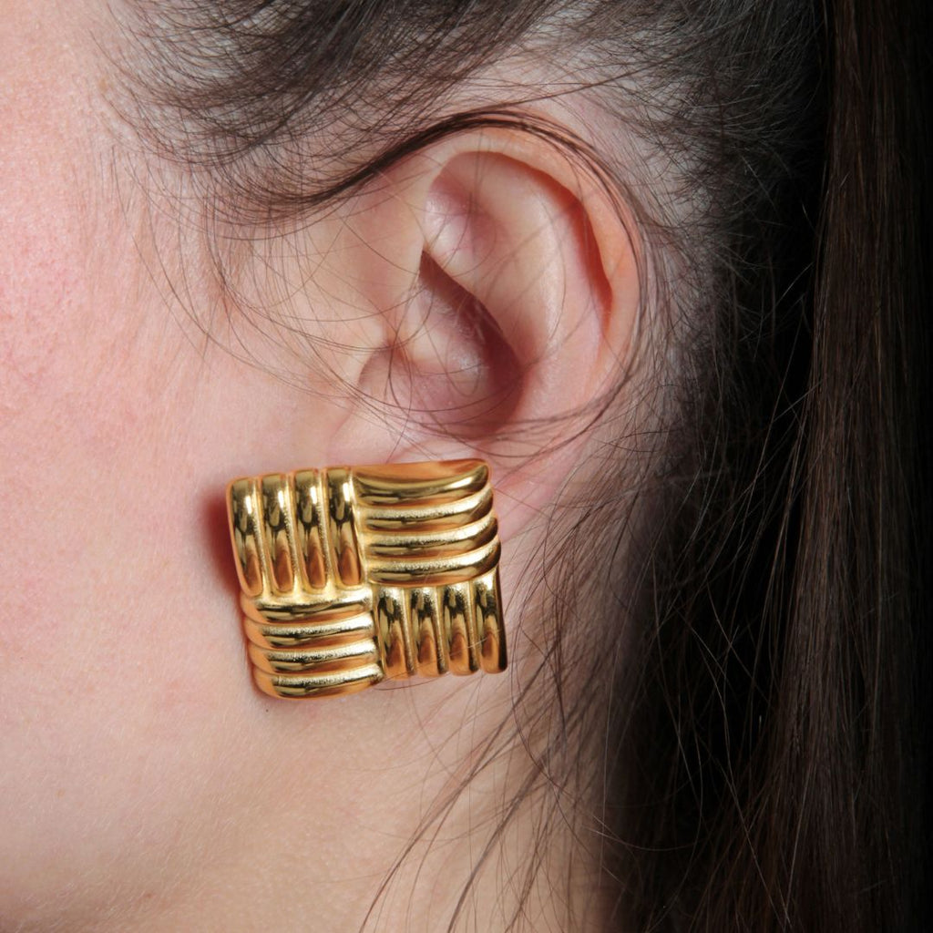 TEXTURED SQUARE EARRINGS - Olette Jewellery
