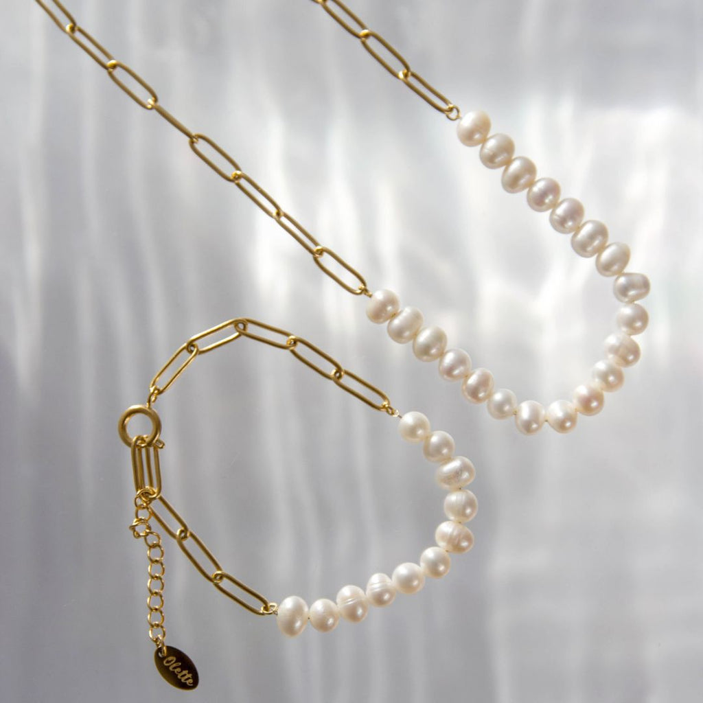 FRESHWATER PEARL-CHAIN NECKLACE - Olette Jewellery